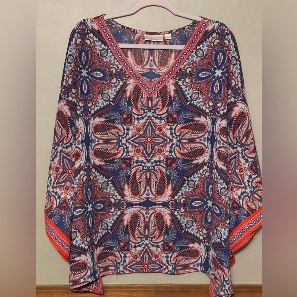 Paisley V-Neck Women's Top - Multicolor